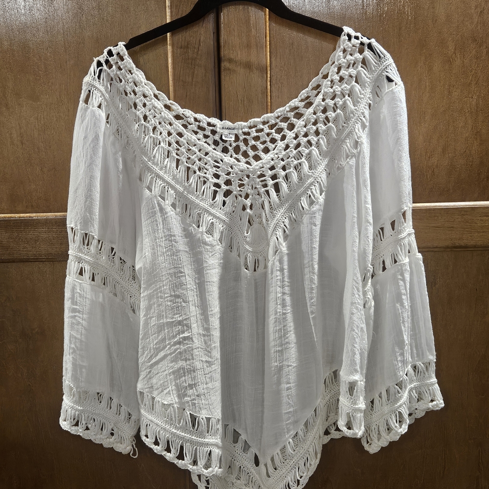 Garage White Crochet Blouse